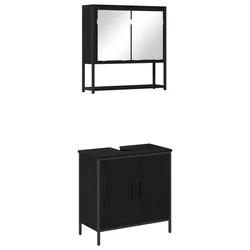 Set namještaja za kupaonicu Zidne 2 pcs Crna Konstruirano drvo
