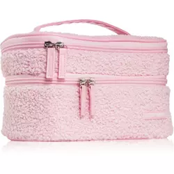 BrushArt Accessories Double-layered fluffy make-up bag torbica z dvema predeloma Light pink 1 kos