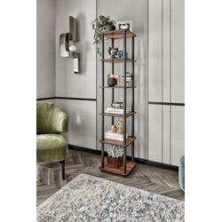 HANAH HOME Polica za knjige Bookcase 6 Tiers Square Walnut
