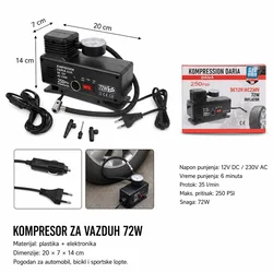 KMT Kompresor, 72W, 250 PSI