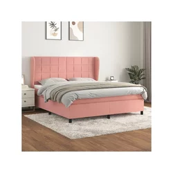 Den Box spring postelja z vzmetnico roza 180x200 cm žamet