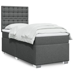 VIDAXL Box spring postelja z vzmetnico temno siva 100x200 cm blago