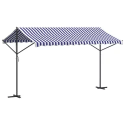 MAISON CHIC Prostostoječa tenda - Senčniki modra in bela 400x300 cm blago in jeklo, (22039710)