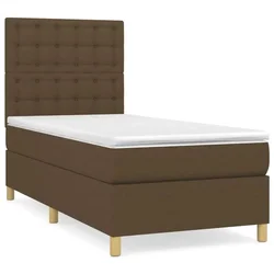 Vidaxl Box spring postelja z vzmetnico temno rjava 100x200 cm blago