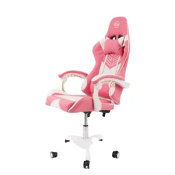 S1G Gejmerska stolica + USB masažer, Belo-roze