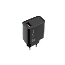 NATEC RIBERA USB Tip-A kućni punjač, QC3.0, 3A, 18W, Crni (NUC-2058)
