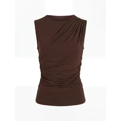 ARMIE Top The Julia Pleat Slim-Fit Top rjava