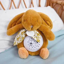Plyšový zajačik Musical Night Light Star Projector Ocher Doudou et Compagnie so svetlom hudbou a bielym šumom hnedý 16 cm od 0 mes DC4205