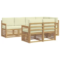 Set vanjskih sofa 7 pcs Bijela i krem 247 x 128,5 x 73 cm