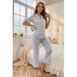 Trendyol ženski set pidžama Thmaw27Pt00111, plava-čerry