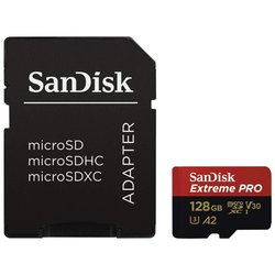 SANDISK micro SDXC spominska kartica FLASH 128GB EXTREME PRO UHS-I U3 A2 V30 + adapter