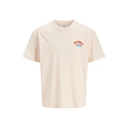 JACK & JONES Majica JORDiablo modra/pastelno oranžna/rdeča