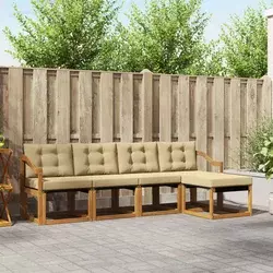Set vanjskih sofa s jastukom 5 pcs Prirodna i bež