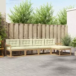Set vanjskih sofa s jastukom 4 pcs Bijela i krem Poliester