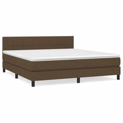 Vidaxl Box spring postelja z vzmetnico temno rjava 160x200 cm blago