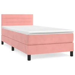 Vidaxl Box spring postelja z vzmetnico roza 80x200 cm žamet