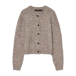 VERO MODA Pletena jopa VMNOVAH  pikčasto rjava
