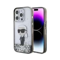 Torbica Karl Lagerfeld Hc Liquid Glitter Ikonik za iPhone 15 Pro 6.1 transparent (KLHCP15LLKKNSK)