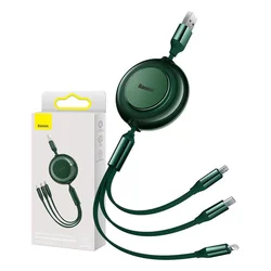 BASEUS USB kabel 3v1 Baseus Bright Mirror 2, mikro USB / Lightning / USB-C, raven, 3,5 A, 1,1 m (zelen)