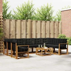 Set vanjskih sofa s jastukom 10 pcs Prirodna i crna