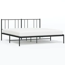 Vidaxl Kovinski posteljni okvir z vzglavjem črn 200x200 cm