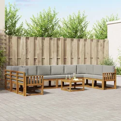 Set vanjskih sofa 11 kom. Prirodna i svijetlo siva