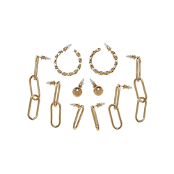 Assorted Chain Earrings 5-Pack - Gold Color