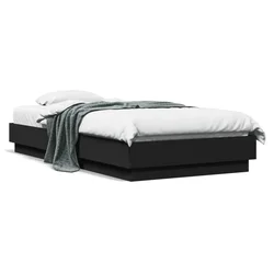 shumee vidaXL Posteljni okvir črne barve 75x190 cm iz lesa