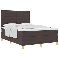 Vidaxl Postelja z vzmetnico z vzmetnico Temno rjava 140 x 190 cm blago