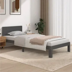 shumee vidaXL Posteljni okvir siv masiven borov les 90 x 200 cm