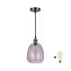 BRILAGI - LED luster na kablu RETRO GLASS 1xE27/60W/230V prečnik 26 cm crna/zadimljeno siva