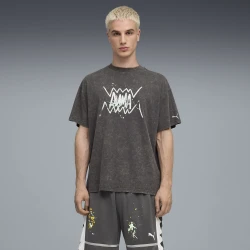 Puma Points In The Paint Tee Unisex, Gray, Size L, Clothing