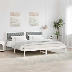 Krevetna konstrukcija s uzglavljem Svijetlo siva 200 x 200 cm