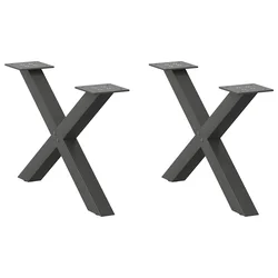 Noge za klub stolić u obliku slova X, 2 kom, antracit, 60 x (30-31) cm, čelik