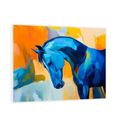 Canvas Slika na platnu Plavi konj 90x120cm, Sa ramom, Beli