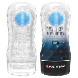 Pretty Love Planet Vacuum Cup Stimulation Ball Masturbator Clear-Blue