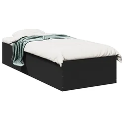 shumee vidaXL Posteljni okvir črne barve 75x190 cm iz lesa