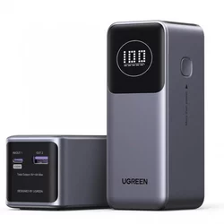 Power bank Ugreen PB724 100W QC + PD z USB-C in USB-A izhodoma - 20000 mAh - siv