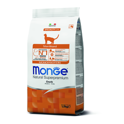MONGE Suva hrana za sterilisane mačke sa ukusom pačetine Adult Monoprotein 1.5 kg