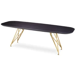 Casa Padrino luxury dining table black gray/brass 240 x 99.5 x H. 76.5 cm - Rectangular kitchen table with solid wood table top - Dining room furniture - Luxury furniture - Luxury furnishings