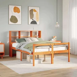 Krevet s regalom za knjige bez madraca 140x190 cm masivno drvo