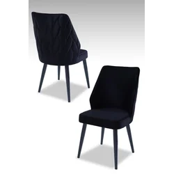 HANAH HOME Set 2 stolice Pufi Black