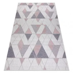 eoshop Preproga SISAL SION Geometric, Triangles 3006 flat weave ecru/pink ( - Velikost: 140x190 cm)
