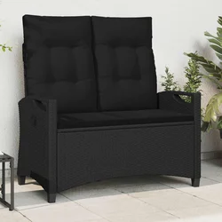 Vrtna klupa s jastukom Crna 105 x 60 x 112 cm Čelik i poliester