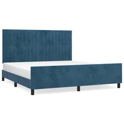 Vidaxl Posteljni okvir brez vzmetnice temno moder 160x200 cm žamet