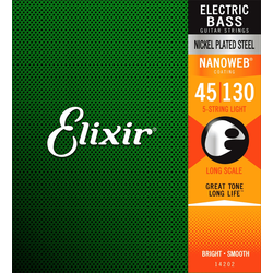 Set strun za 5-strunsko električno bas kitaro Nanoweb Light Elixir