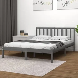 shumee vidaXL Posteljni okvir siv masiven borov les 200 x 200 cm
