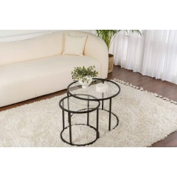Hanah Home Set stolova za dnevnu sobu Aurum, 60x60x43cm, 2 komada, Crni