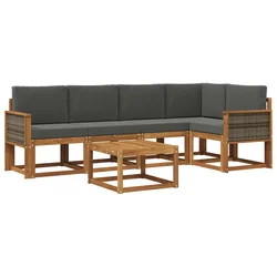 Set vanjskih sofa 6 pcs Prirodna i antracit Čvrsto drvo akacije
