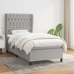 shumee Box spring postelja z vzmetnico svetlo siv 100x200 cm blago